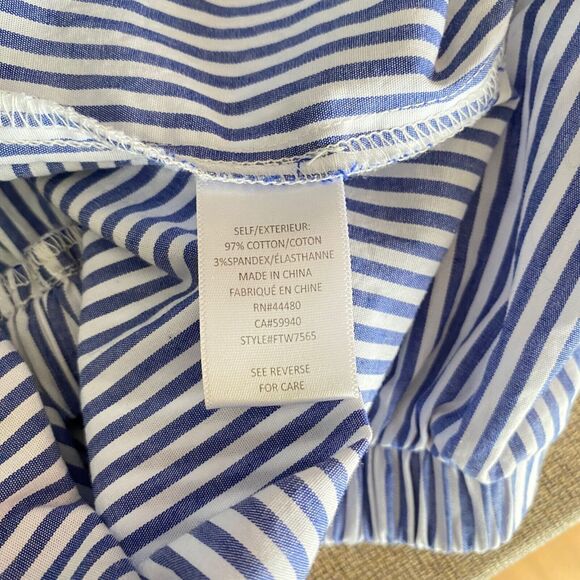 Love Fire Size Large Blue White Striped Off Shoulder Top with Sleeve Ties Pirate - Picture 8 of 8